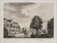 KG 07653
<br/>
Gezicht op de Lutherse Oude Kerk vanaf het Spui
<br/>
<em>Schouten, Hermanus Petrus (1747-1822)</em>